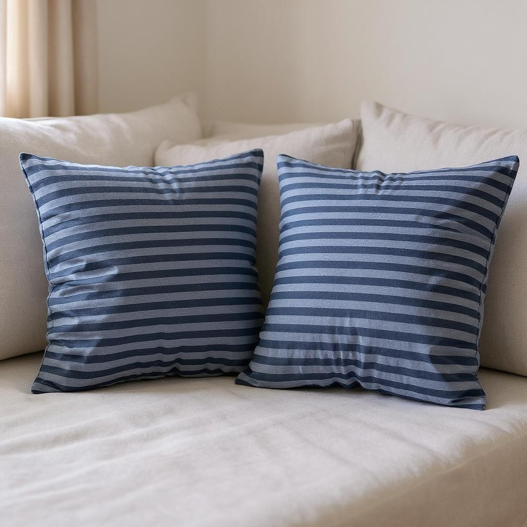 Наволочка Бязь Голд Люкс Смужка 50х50 см 2 шт. Синій (G-26101)