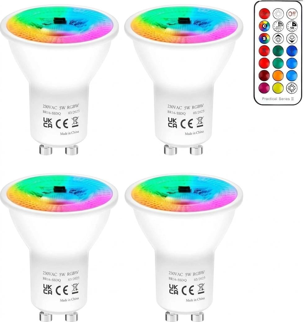 Светодиодные лампы GU10 RGB REYLAX с пультом управления 5 Вт 4 шт.