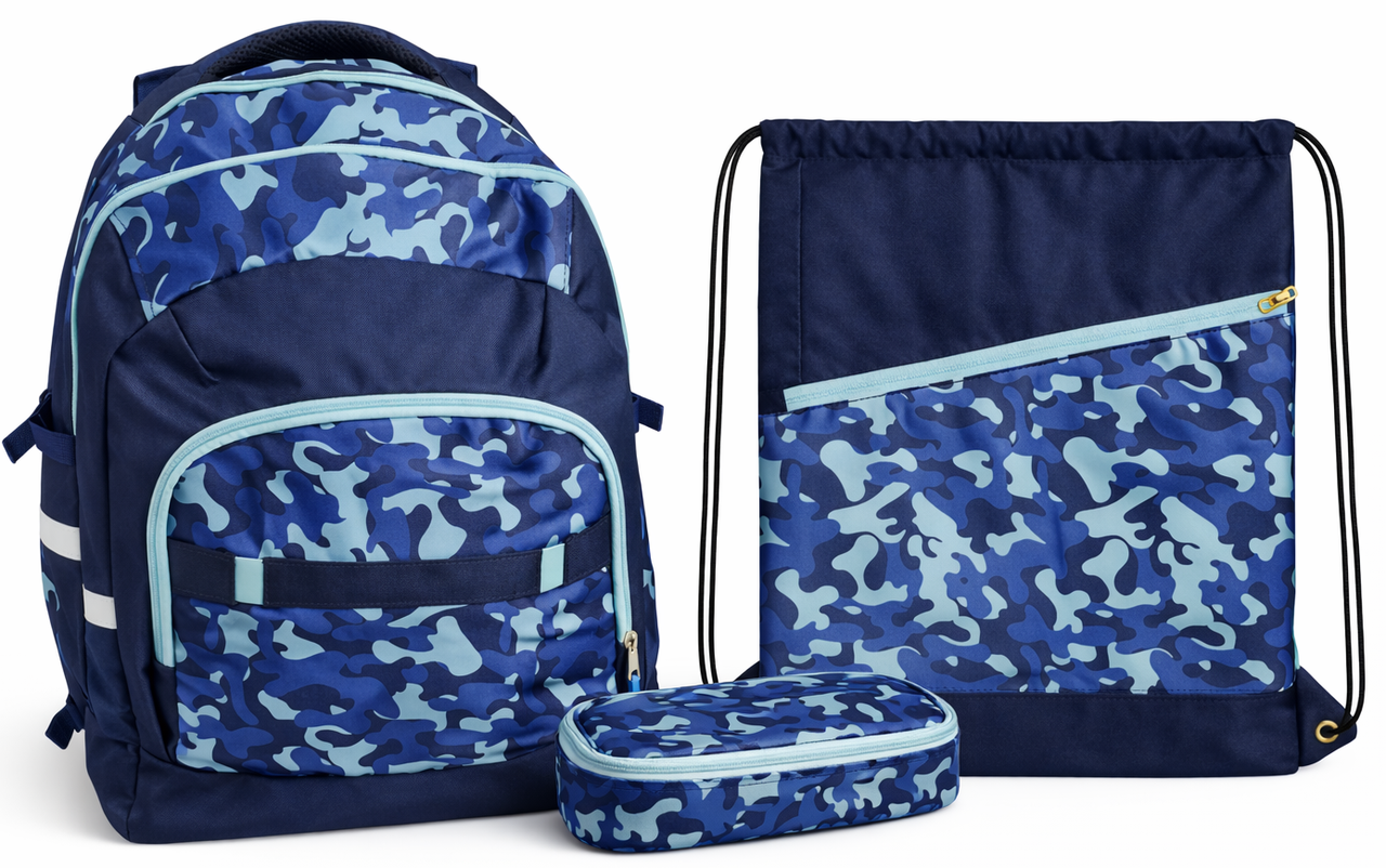 Набор школьный LS Live in style рюкзак пенал сумка для обуви и дождевик 45x30x20 см Синий Набор школьный LS Live in style рюкзак пенал сумка для обуви и дождевик 45x30x20 см Синий