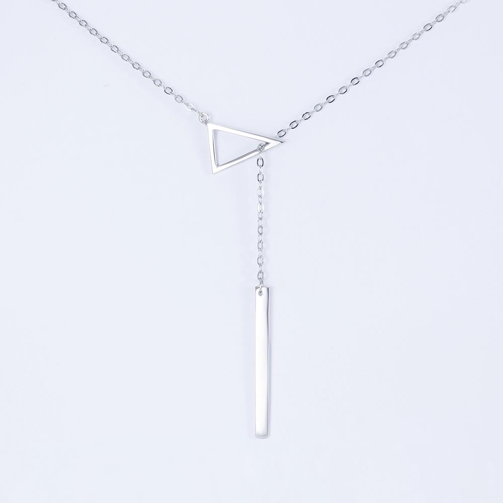 Колье галстук с треугольником серебряное р. 76 см (kl2-53)