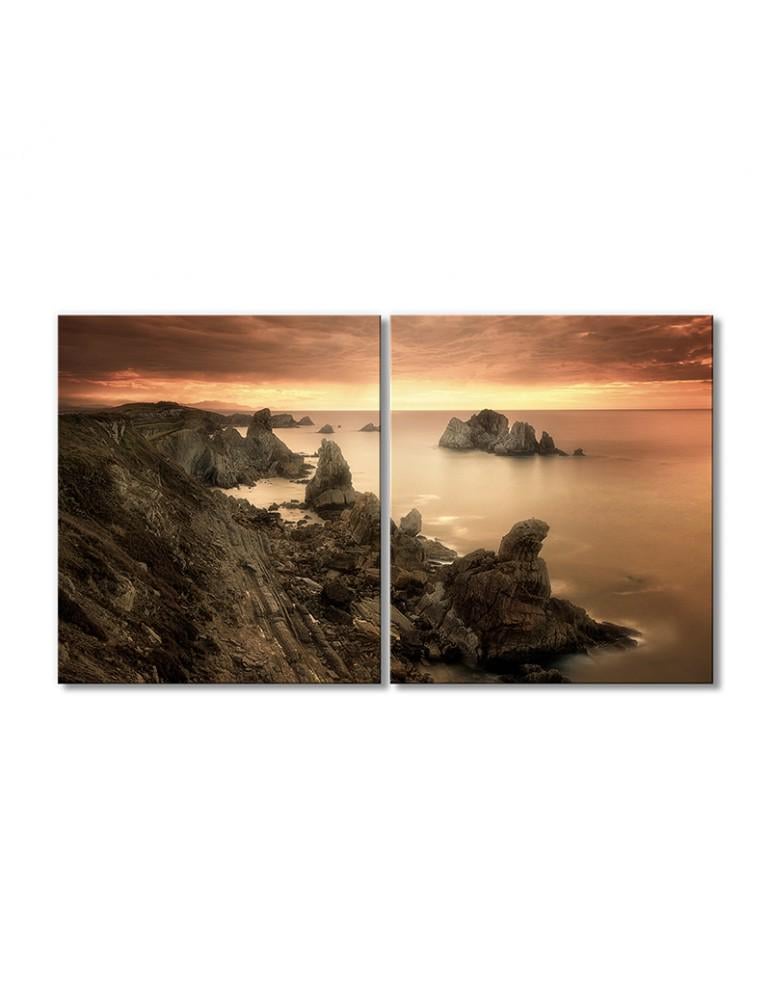 Картина модульная Скалистое побережье закат 2 модуля 60x90 см