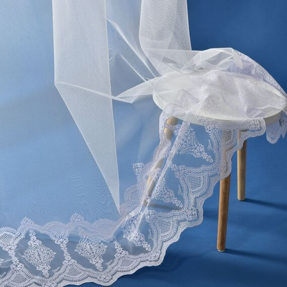 Тюль фатин IDEIA Фантазія V-BEYAZ 3,0 м з вишивкою Білий (2200004212203)