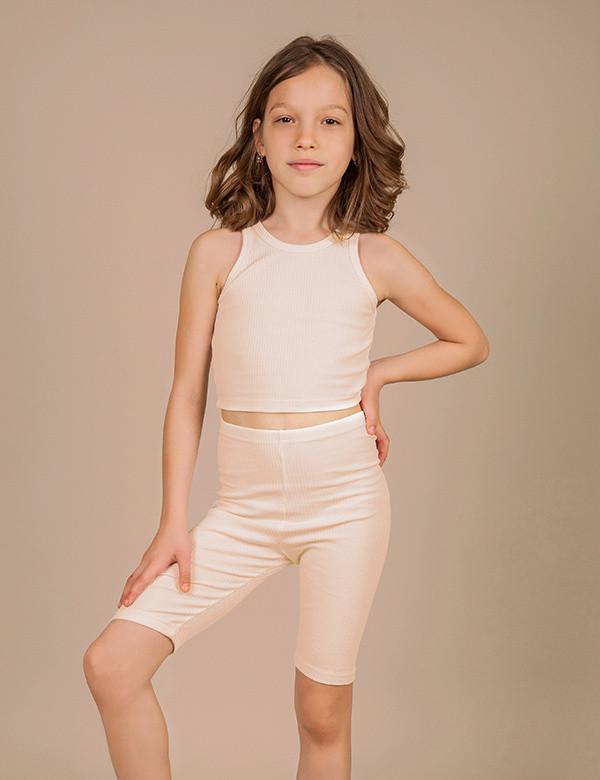 Майка детская укороченная GABBI Рубчик 116-122 см Бежевый (12875)