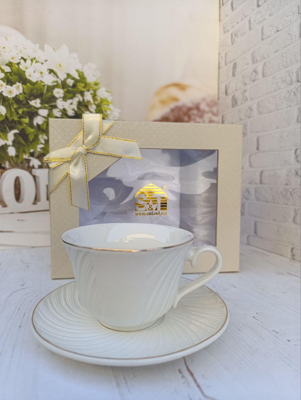 Чашка с блюдцем SNT Лия фарфор 240 мл Белый (23193-00)