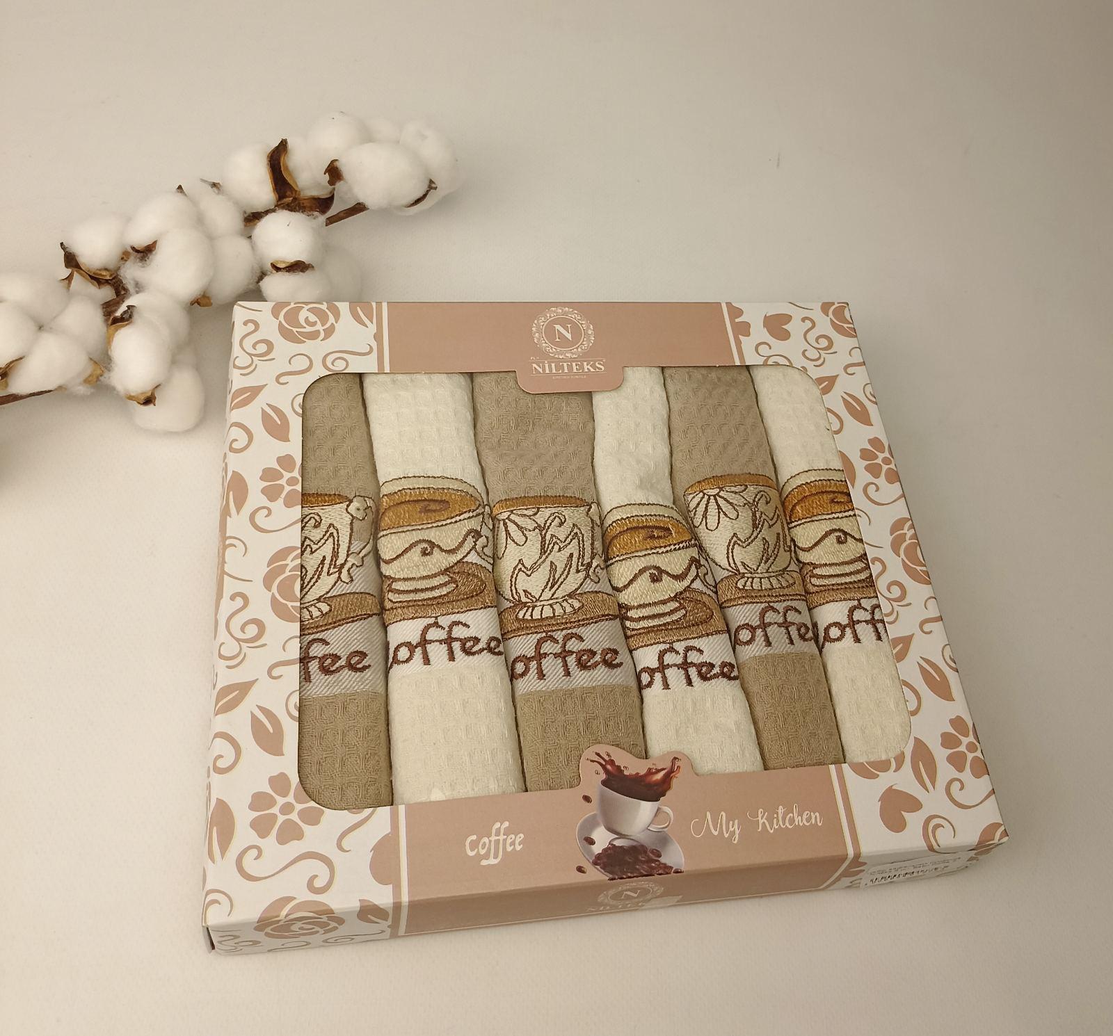 Набір вафельних рушників Nilteks Satin Coffe 2 6 шт. (CN37593)