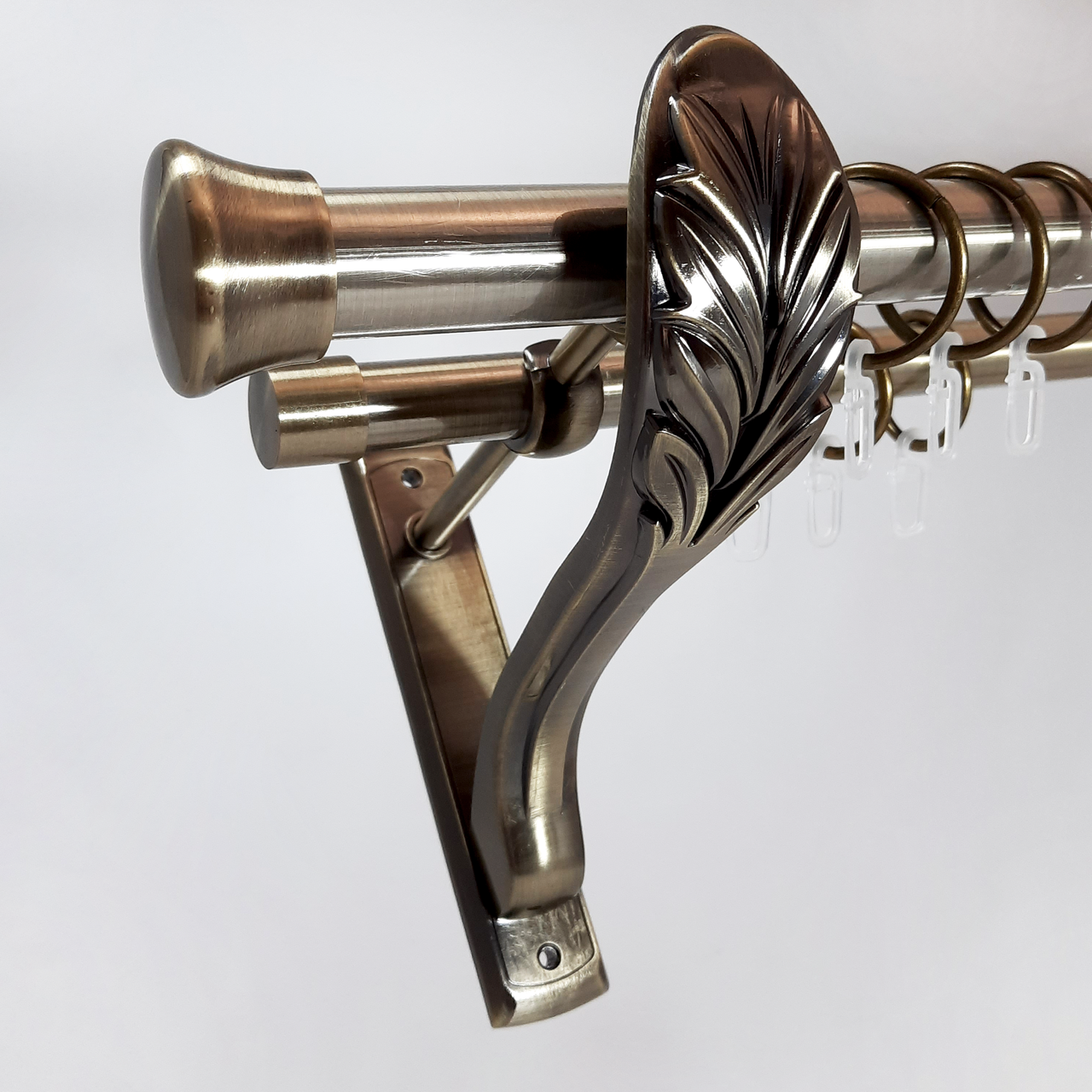 Карниз для штор Orvit Дуо металлический двухрядный гладкая труба кольцо металлическое 25/19 мм 300 см Антик (1929832760)