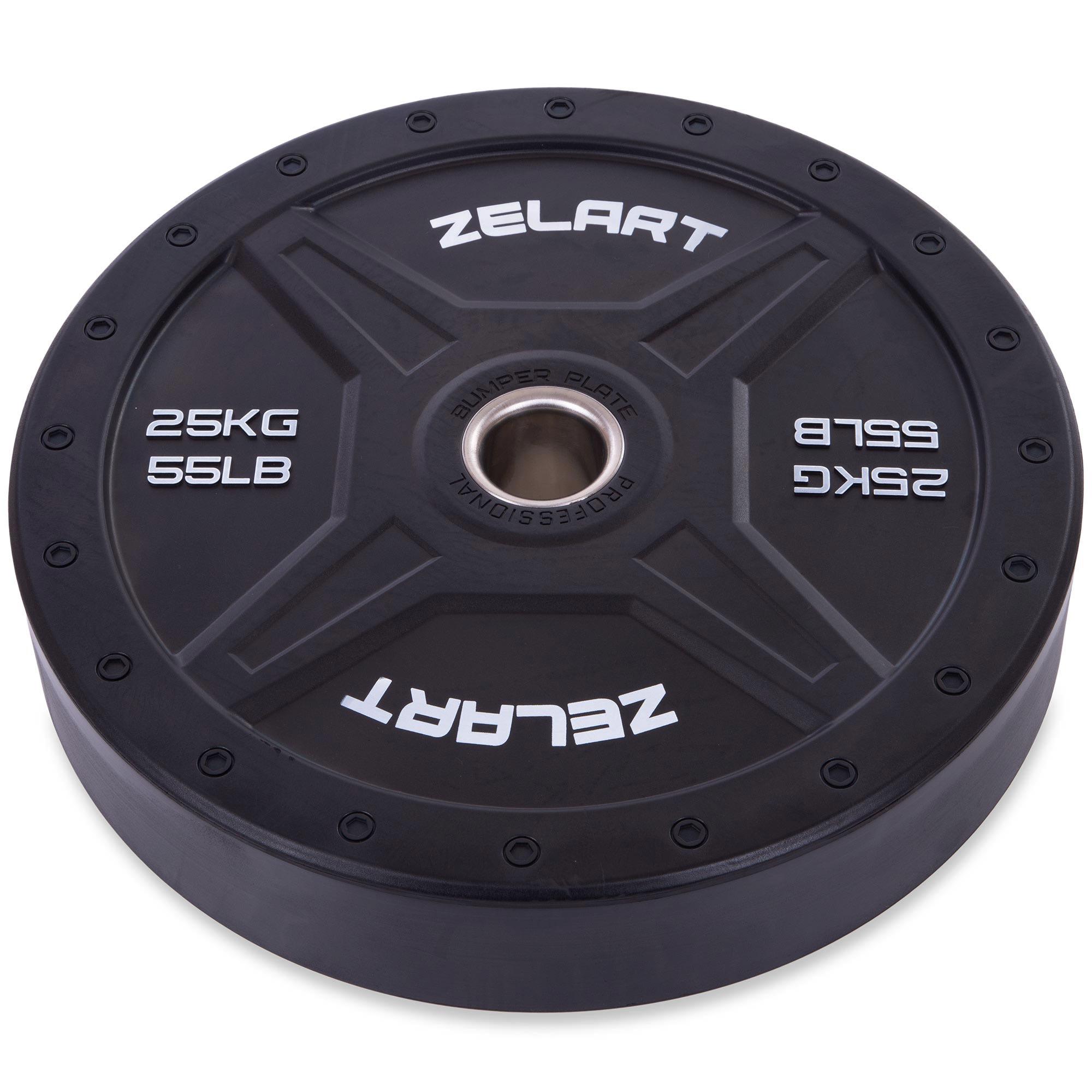 Диск бамперный для кроссфита Zelart Bumper Plates TA-2258-25 51 мм 25 кг Черный (DR003042)