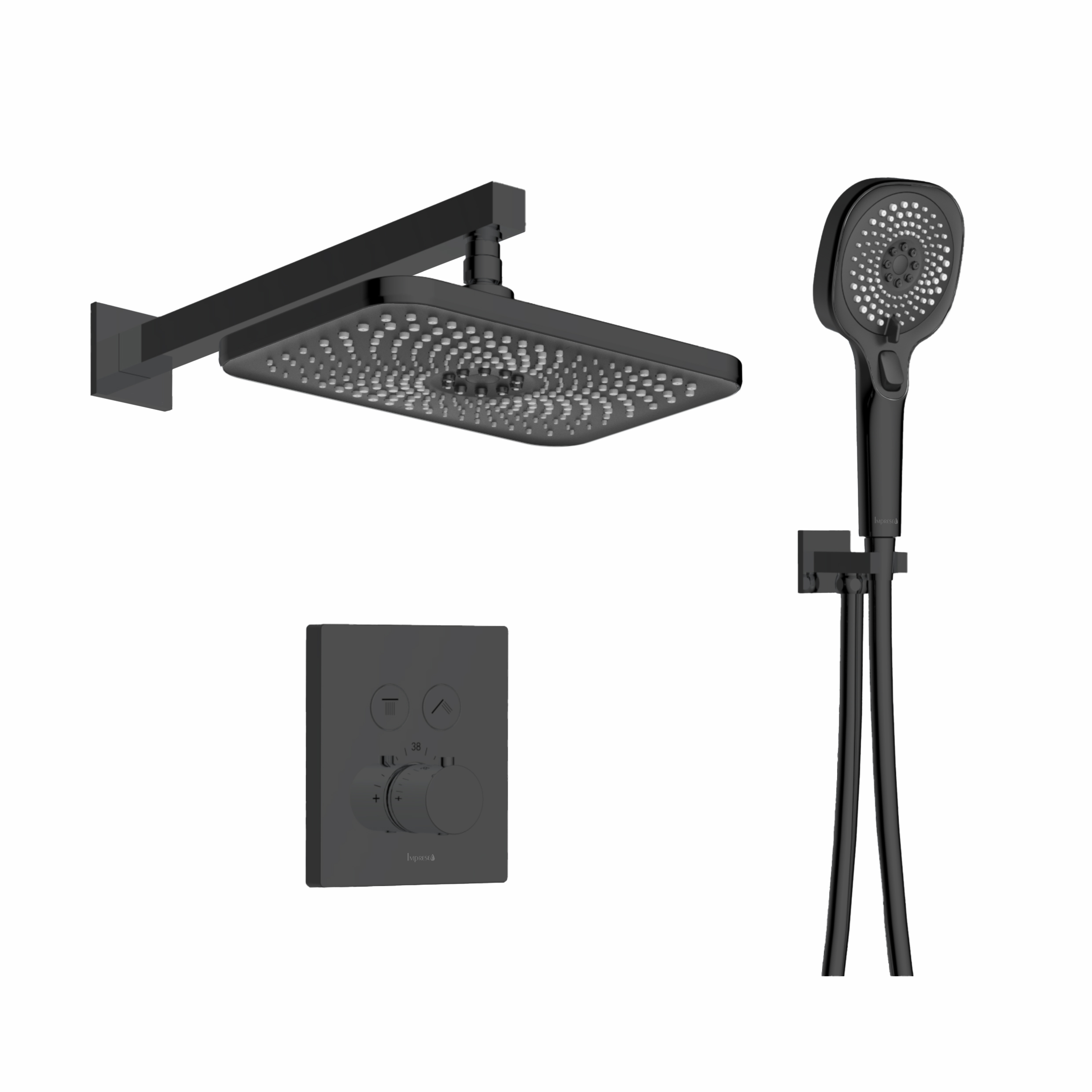 Душевая система Imprese Centrum V-10301EQ с термостатом латунь Черный (ANT-93696)