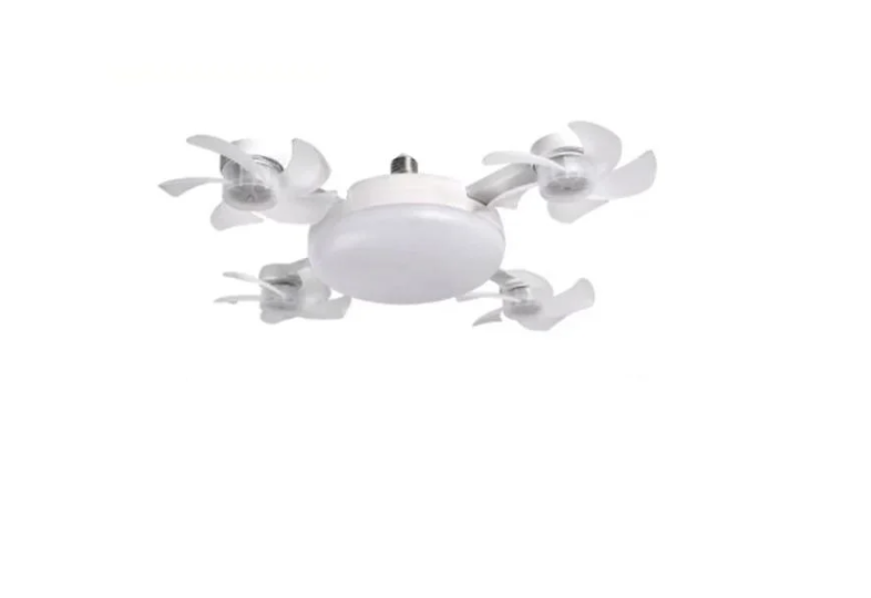 Лампа-вентилятор четверный с потолочной подсветкой с пультом Белый (33440)