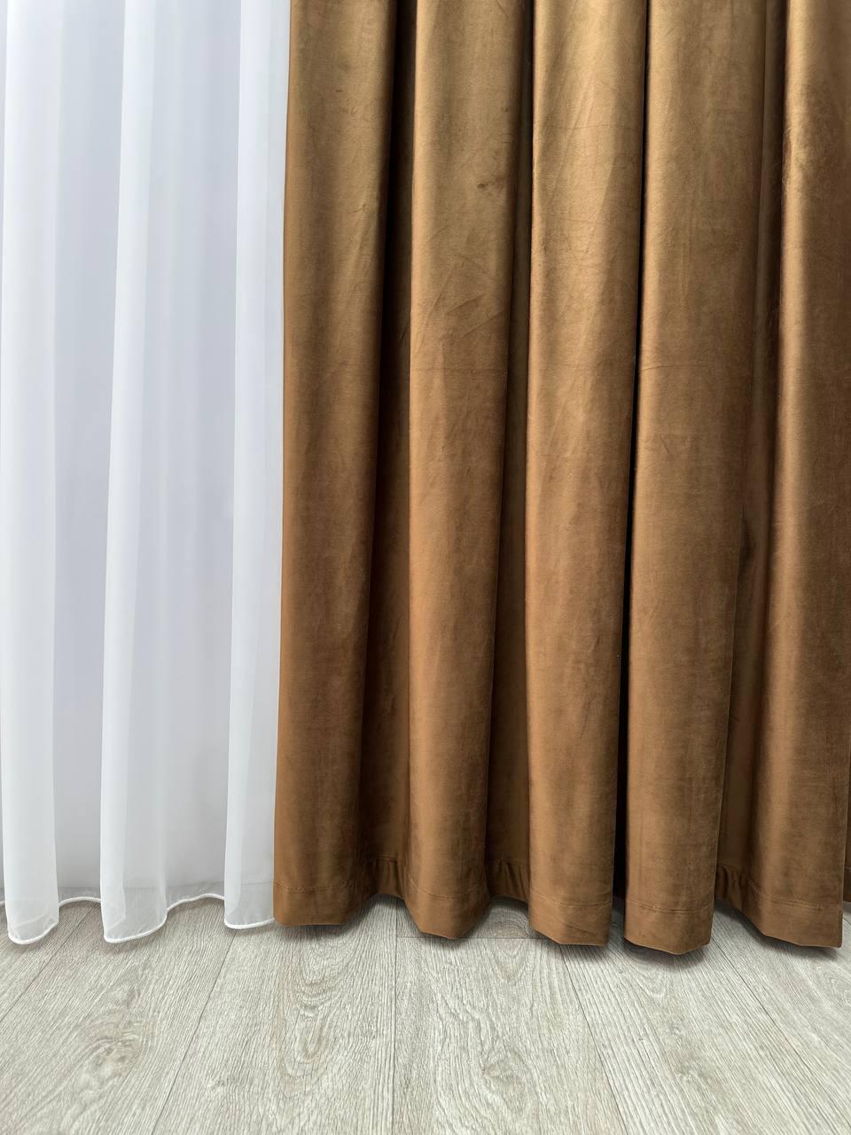 Штора велюрова на тасьмі 6 см 300x250 см Коричневий (6319-N17-Т43) - фото 10 Штора велюрова на тасьмі 6 см 300x250 см Коричневий (6319-N17-Т43) - фото 10