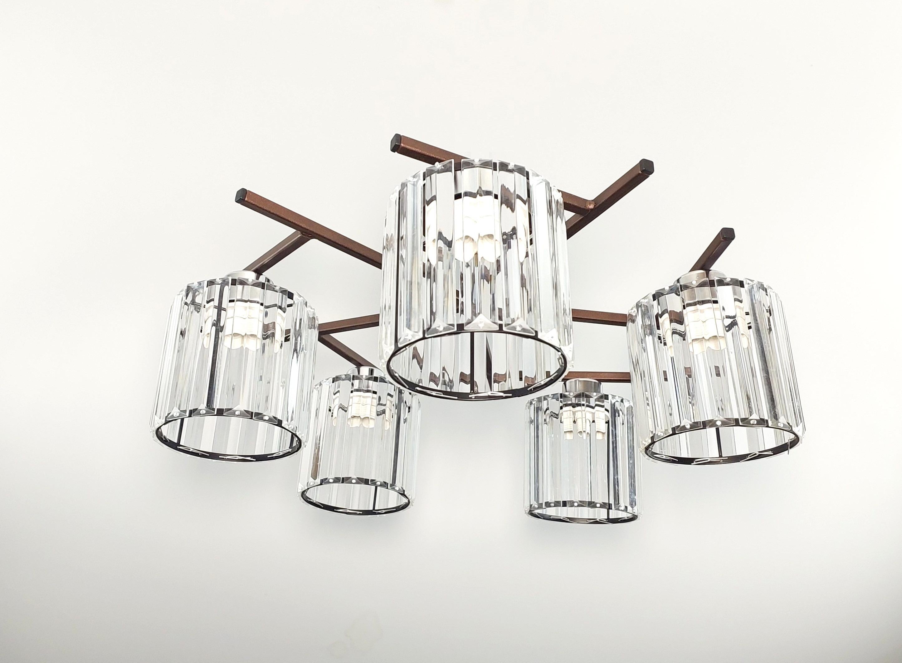 Люстра потолочная Лофт 3279/5 на 5 плафонов металлическая Коричневый