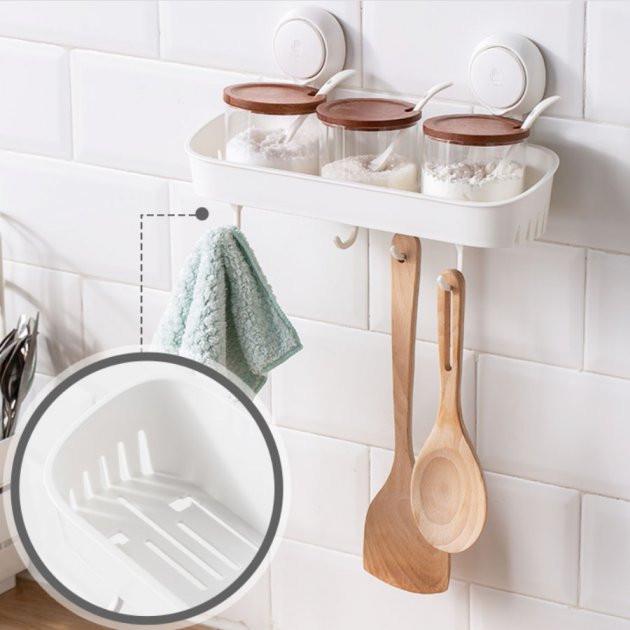 Полка в ванную или кухню Taili AW633 Storage Shelf hook на вакуумных присосках Белый (1919) - фото 7