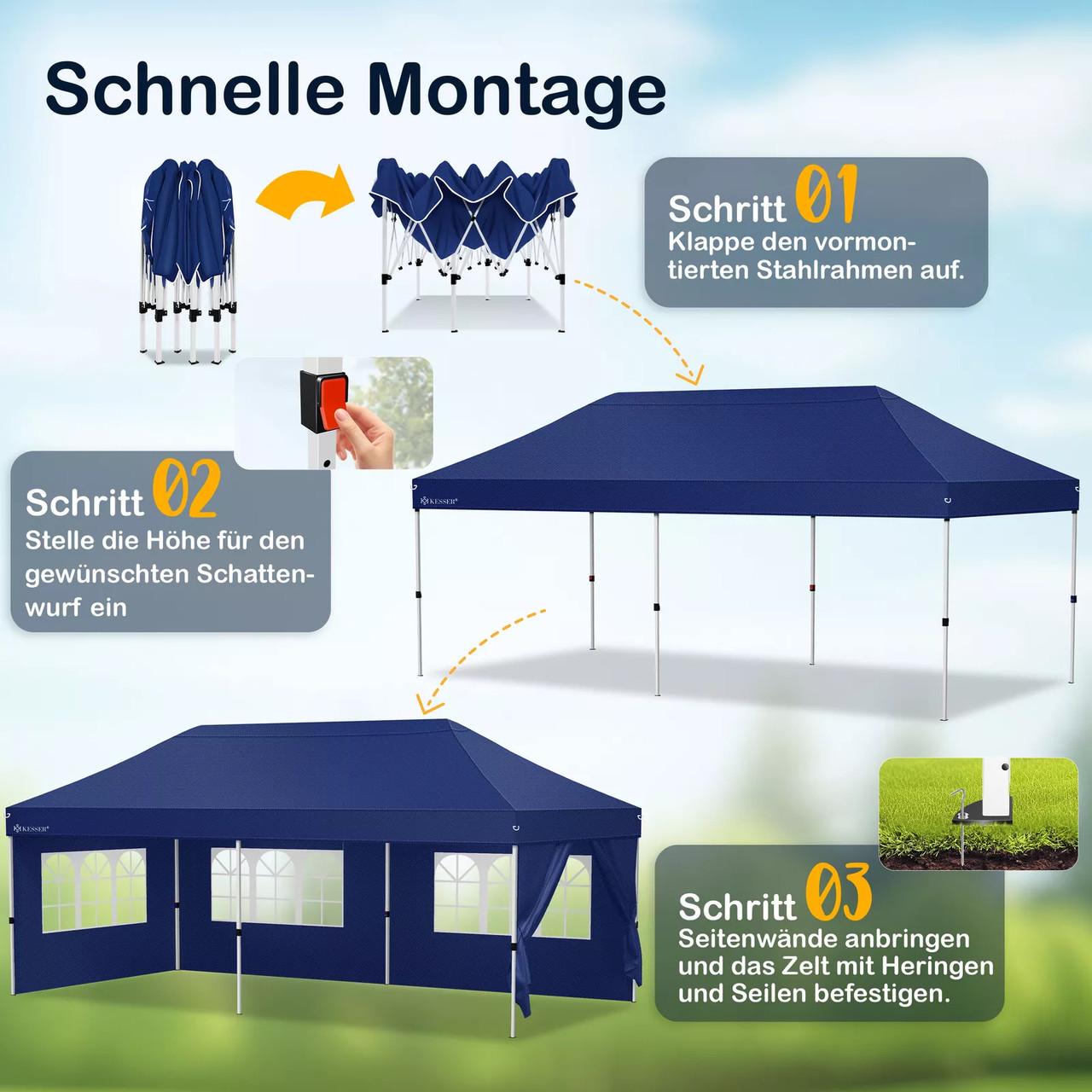 Павільйон садовий KESSER 6x3 м UV50+ Синій - фото 4 Павільйон садовий KESSER 6x3 м UV50+ Синій - фото 4