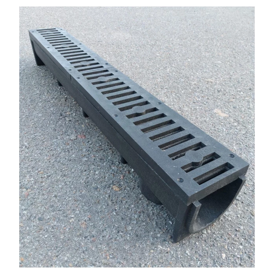 Комплект водовідводу Україна НФ-00000210 глибокий 1000x140x145 мм А15 з чорними решітками (AKD54485) - фото 3