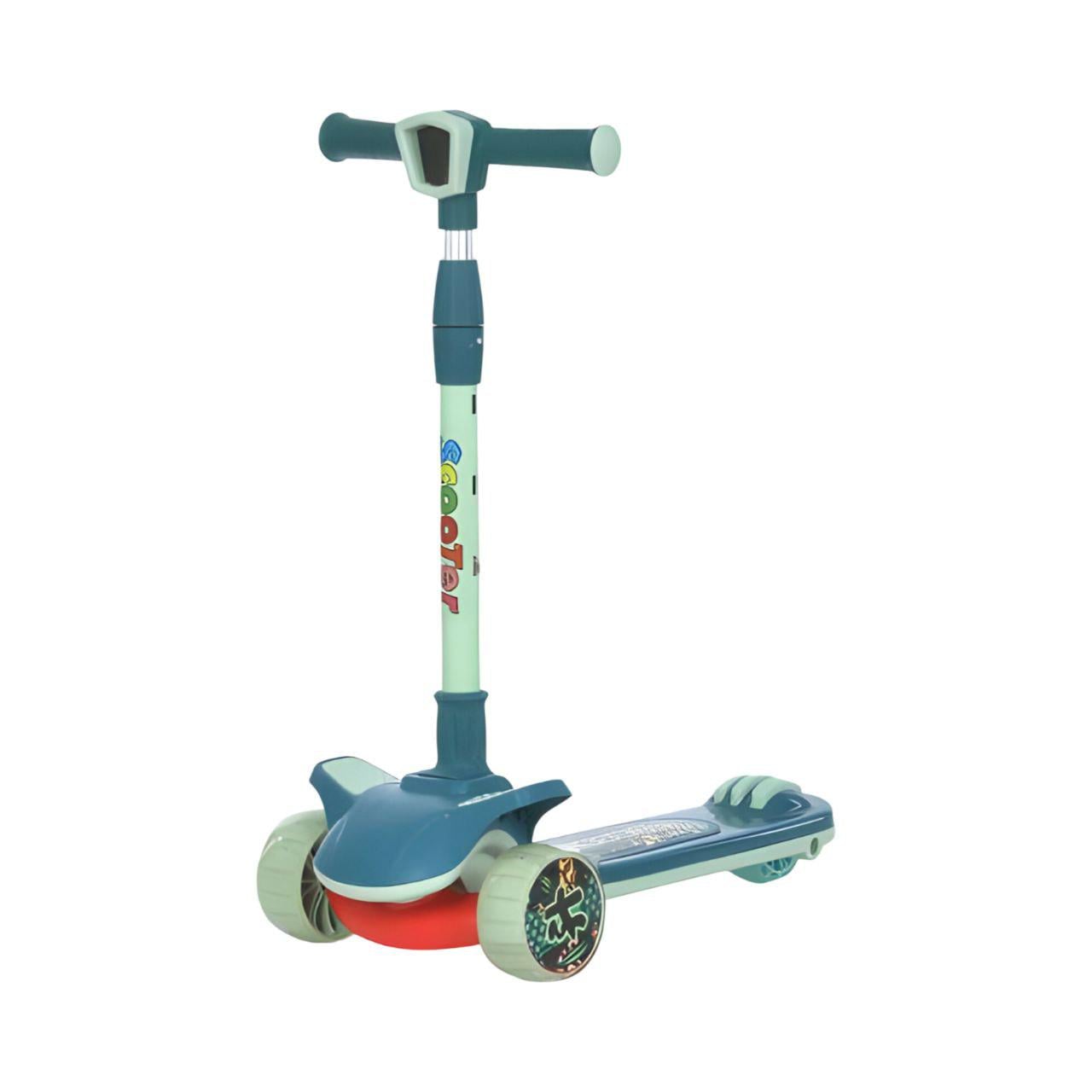 Детский самокат JR 3-092 Maxi-Big со светом и музыкой регулируемый руль на батарейках Синий (26490483)