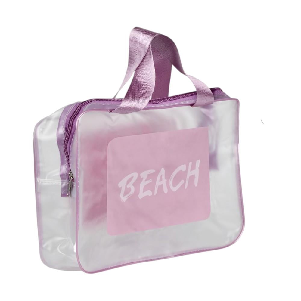 Косметичка дорожная Stenson Beach R97548 из ПВХ 26x18x9,5 см Прозрачный/Розовый (627755)