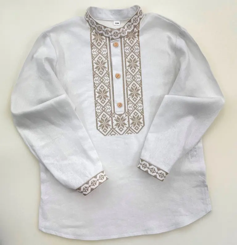 Вышиванка детская Нестор 116 см Бежевый (0001823) - фото 1 Вышиванка детская Нестор 116 см Бежевый (0001823) - фото 1