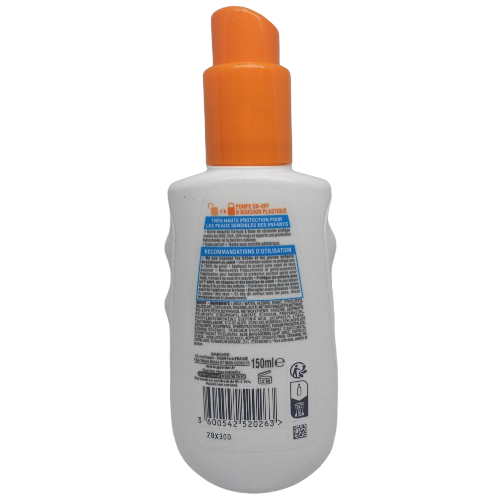 Сонцезахисний спрей Garnier Ambre Solaire Sensitive Expert+ SPF 50+ з керамідами для дітей 150 мл (2224263647) - фото 2 Сонцезахисний спрей Garnier Ambre Solaire Sensitive Expert+ SPF 50+ з керамідами для дітей 150 мл (2224263647) - фото 2