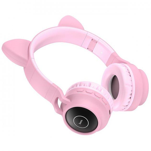 Навушники дитячі Hoco 27-BL5 Cat Bluetooth з підсвічуванням та MicroSD Рожевий (ff853c2a) - фото 4