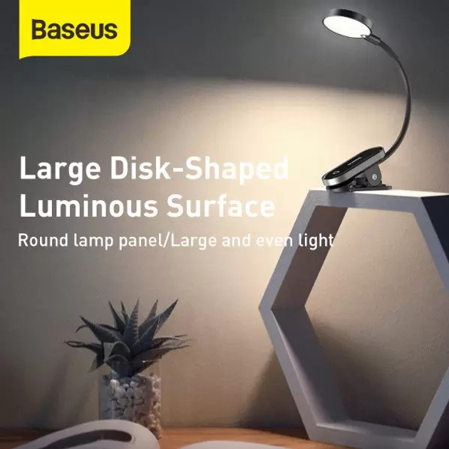 Настольные лампы BASEUS Mini Clip Lamp DGRAD-0G USB беспроводная светодиодная со встроенным аккумулятором 350 mAh Grey - фото 11