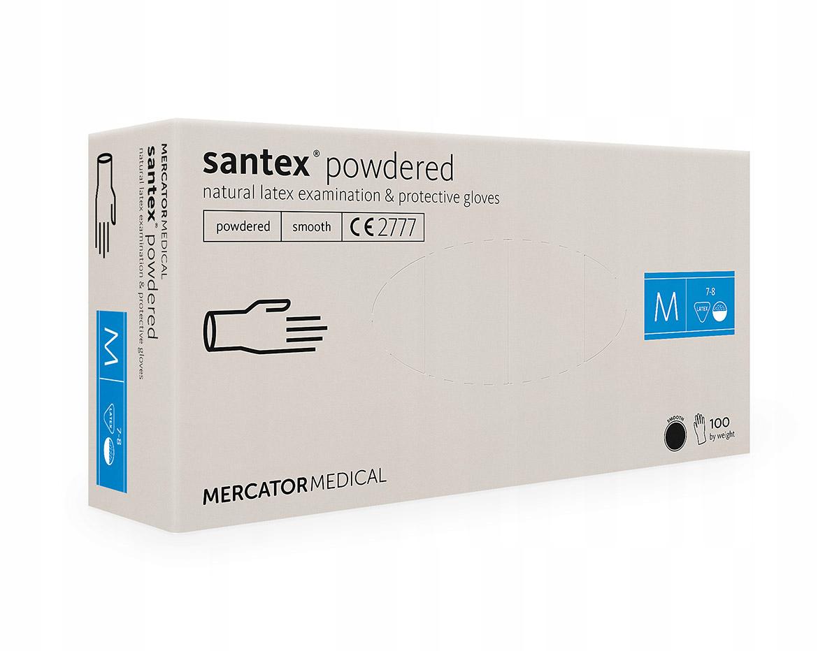 Перчатки латексные SANTEX 100 шт. 50 пар М Белый