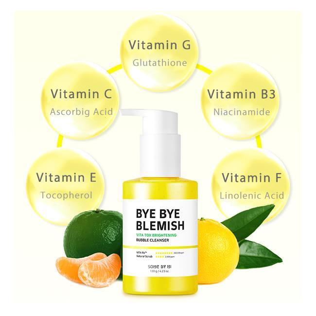 Киснева маска Some By Bye Bye Blemish Vita Tox Brightening Bubble Cleanser для освітлення шкіри 120 мл - фото 4