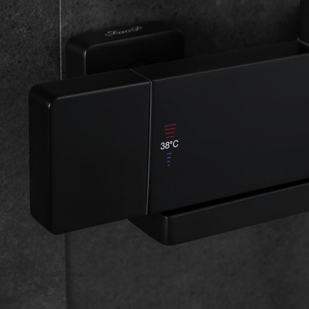 Душевая система с термостатом FAOP A2409-60 излив-переключатель на лейку 3-режима Черный - фото 6 Душевая система с термостатом FAOP A2409-60 излив-переключатель на лейку 3-режима Черный - фото 6