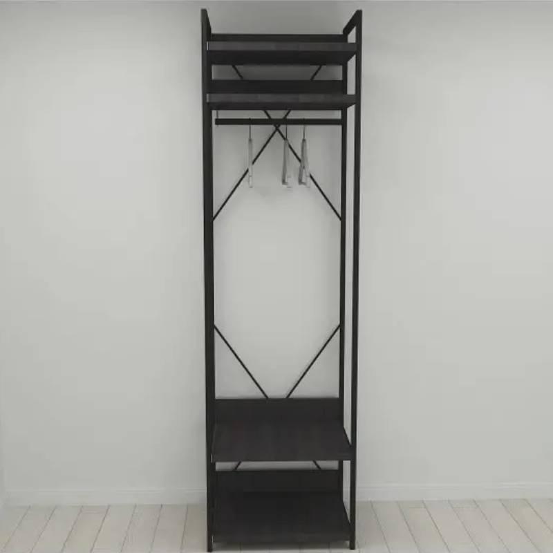 Шкаф Ferrum-decor Гардероб Уни секция 2 серии Конект металл/ДСП 32 мм 220x60x50 см Черный/Венге Магия (FRD-104536)
