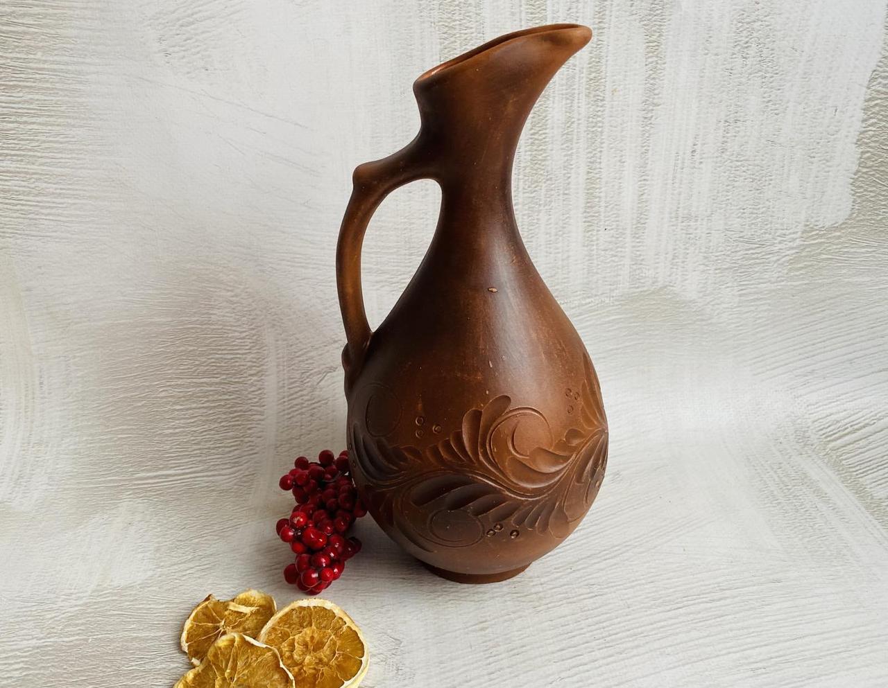 Штоф глиняний з різьбленням 800 мл (1017046379) - фото 2