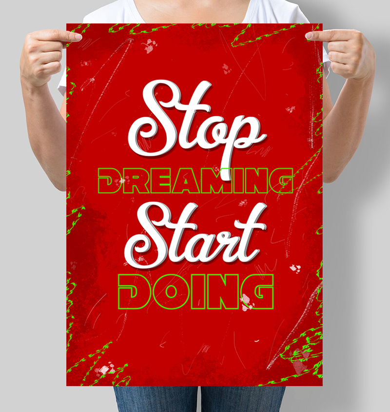 Постер мотивирующий "Stop dreaming start doing" 42х60 см (М141)