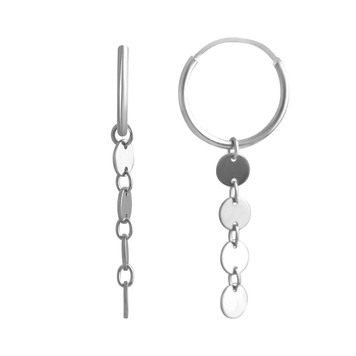 Срібні сережки-конго з підвісками у вигляді круглих дисків