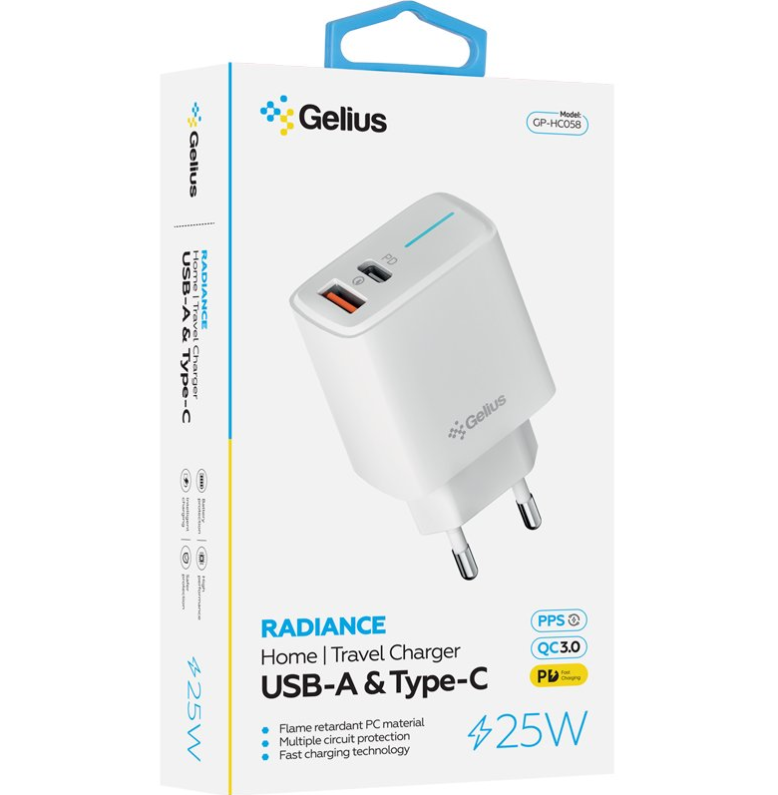 Зарядний пристрій мережевий Gelius Radiance GP-HC058 25W з кабелем Full Silicon Type-C to Lightning White - фото 4 Зарядний пристрій мережевий Gelius Radiance GP-HC058 25W з кабелем Full Silicon Type-C to Lightning White - фото 4