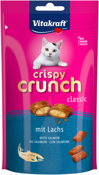 Лакомство для кошек Vitakraft Crispy Crunch подушечки с лососем 60 г (4008239288158)