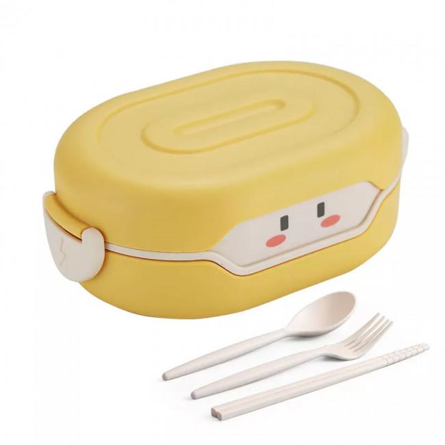 Ланч-бокс детский Kawaii с двумя отделениями 780 мл Желтый (403301)
