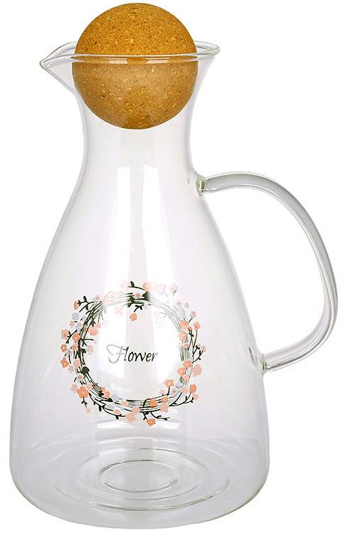 Графін скляний Rauma Flower з круглою пробкою 1700 мл