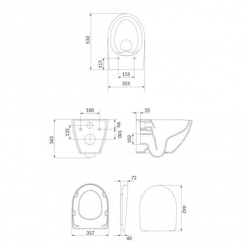 Унітаз підвісний Cersanit Moduo Set B905 S701-725 безобідковий із сидінням з мікроліфтом (250660) - фото 3 Унітаз підвісний Cersanit Moduo Set B905 S701-725 безобідковий із сидінням з мікроліфтом (250660) - фото 3