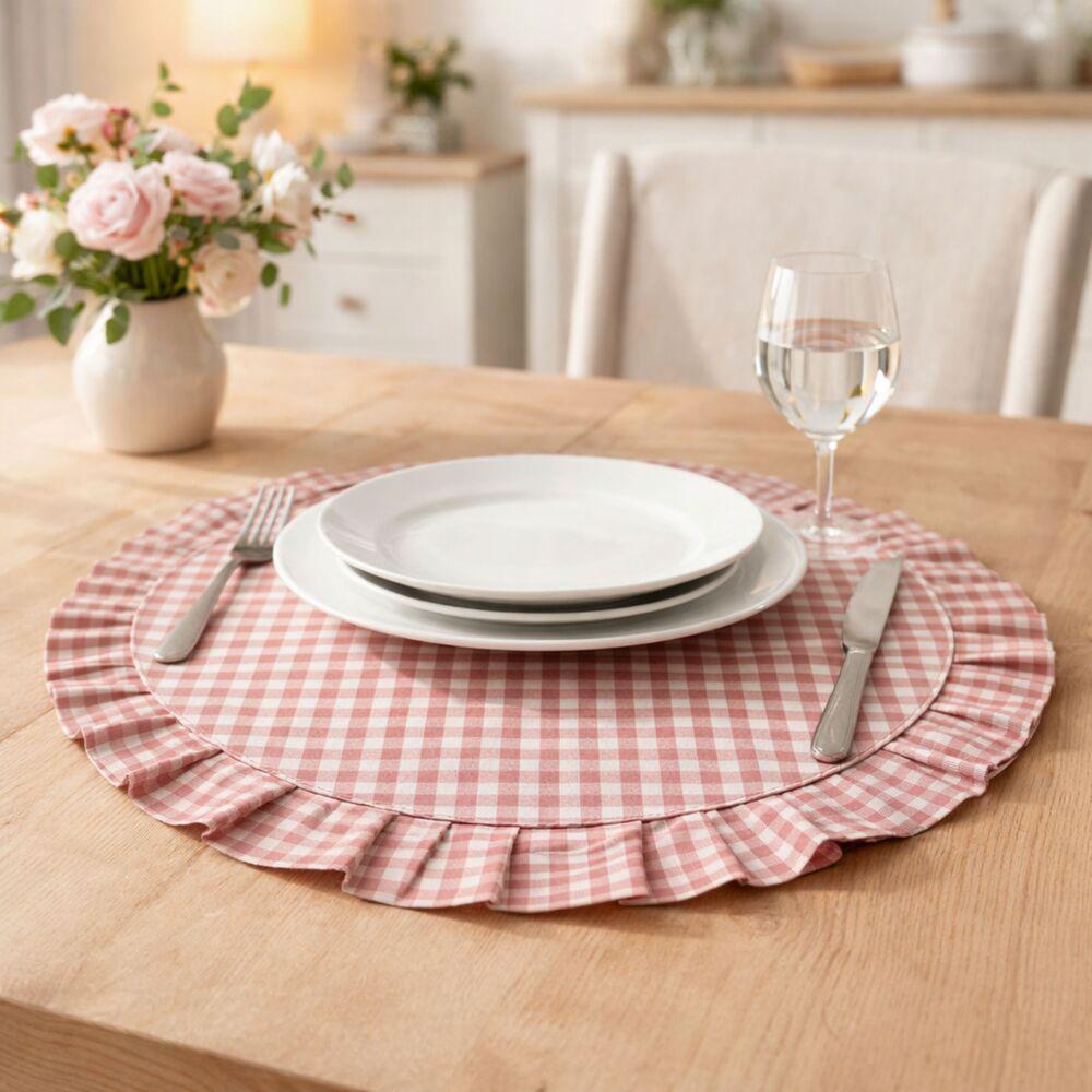 Набор салфеток с оборкой IDEIA хлопок для сервировки стола 30 см 2 шт. Пудровый (27424)