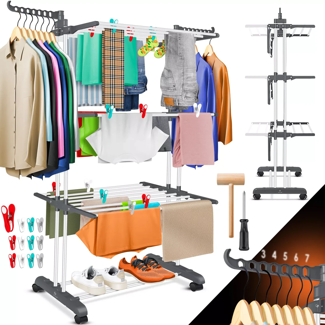 Сушарка для білизни KESSER 126 см 50 кг (4255598324540) - фото 10 Сушарка для білизни KESSER 126 см 50 кг (4255598324540) - фото 10