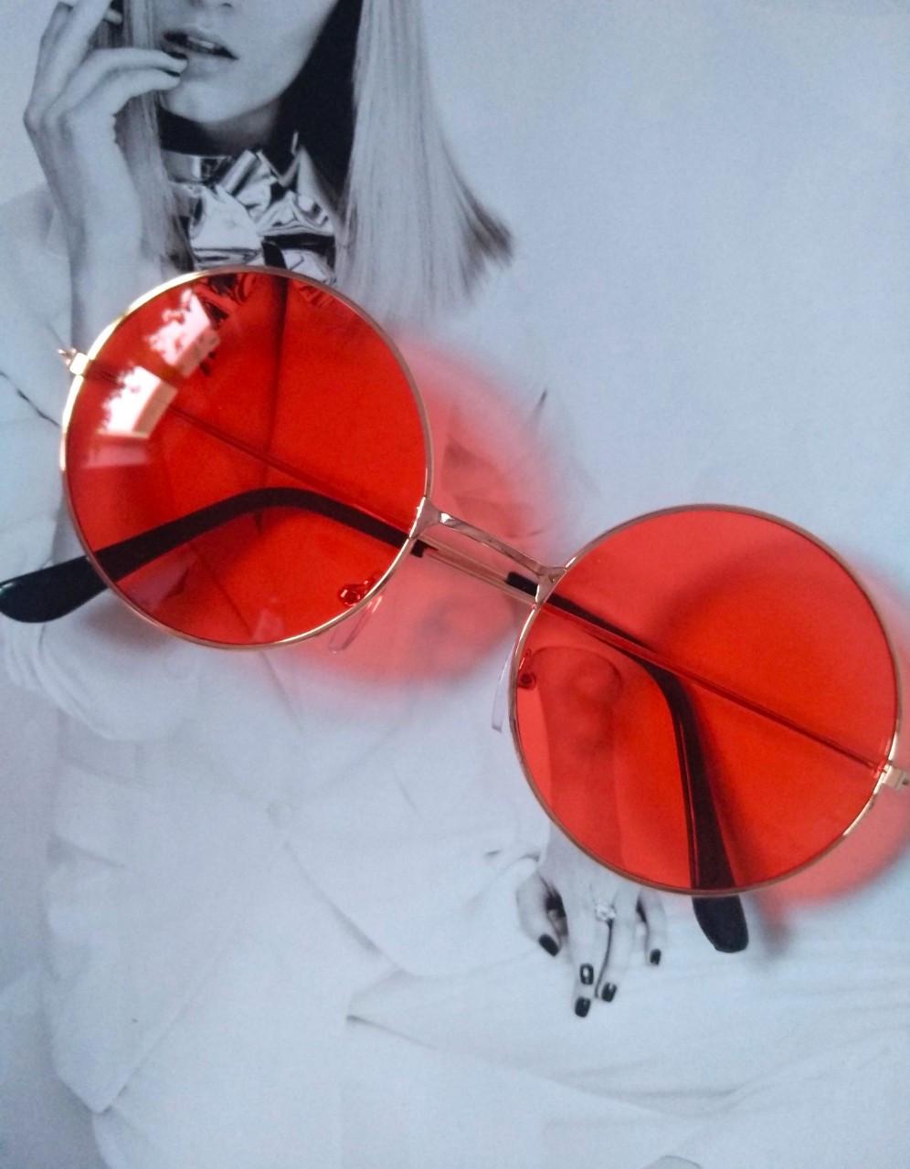 Окуляри круглі тишейди з кольоровою лінзою Червоний у золоті