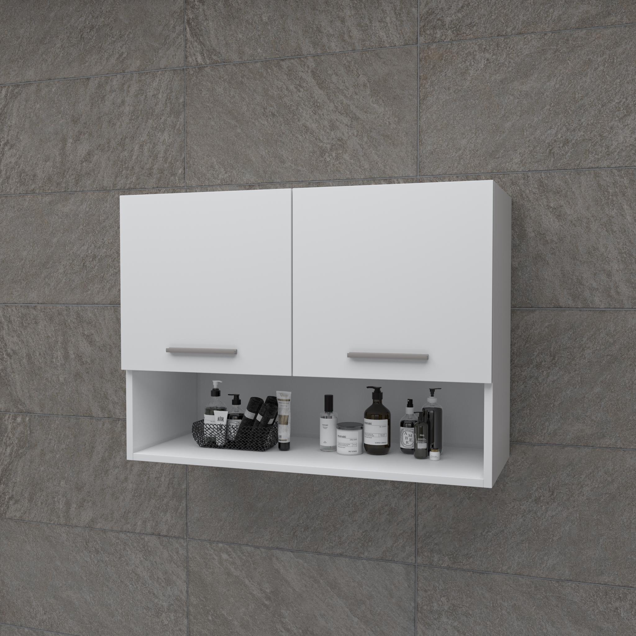 Шкаф навесной в ванную комнату с нишей 800 мм Белый (K-3wh)