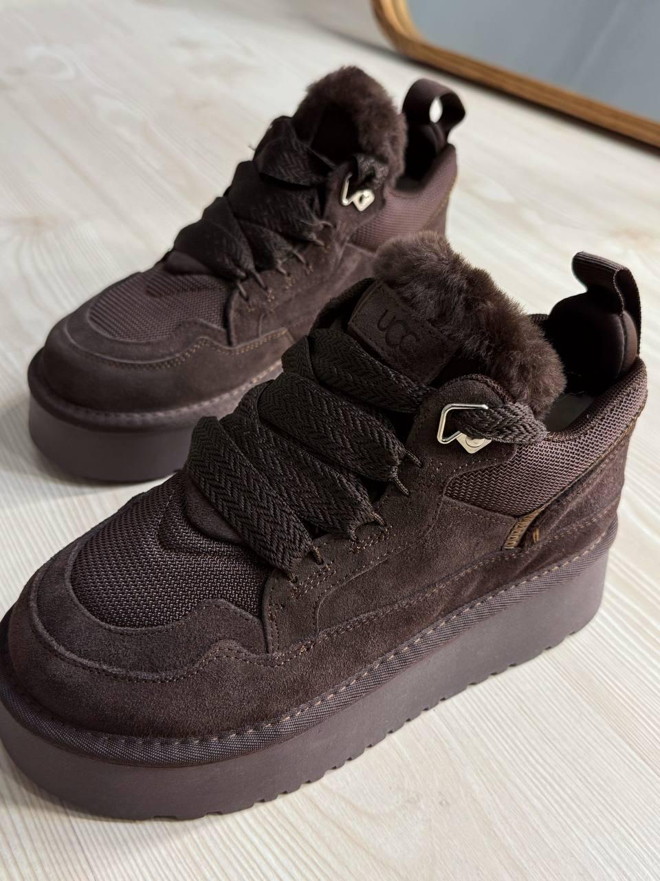 Черевики жіночі Hengji 275-4 уггі замшеві на платформі з хутром р. 36 Коричневий (5832) - фото 3