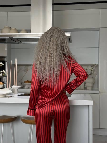 Пижама из шелка Манго S Красный с черным (2069) - фото 5