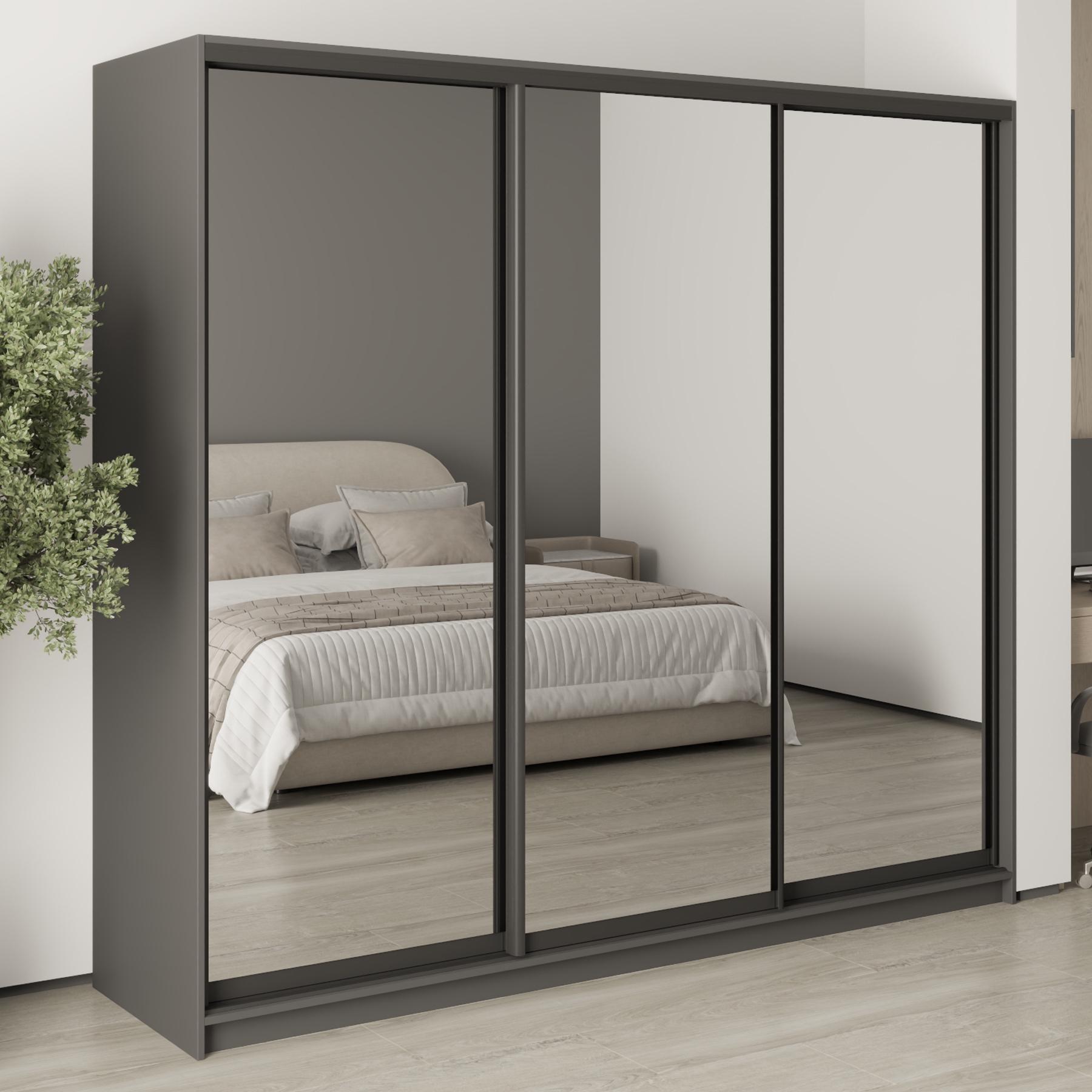 Шафа-купе тридверна MebelStar Комбо BG 3 дзеркала 230x45x210 см Антрацит (MBS-9253)