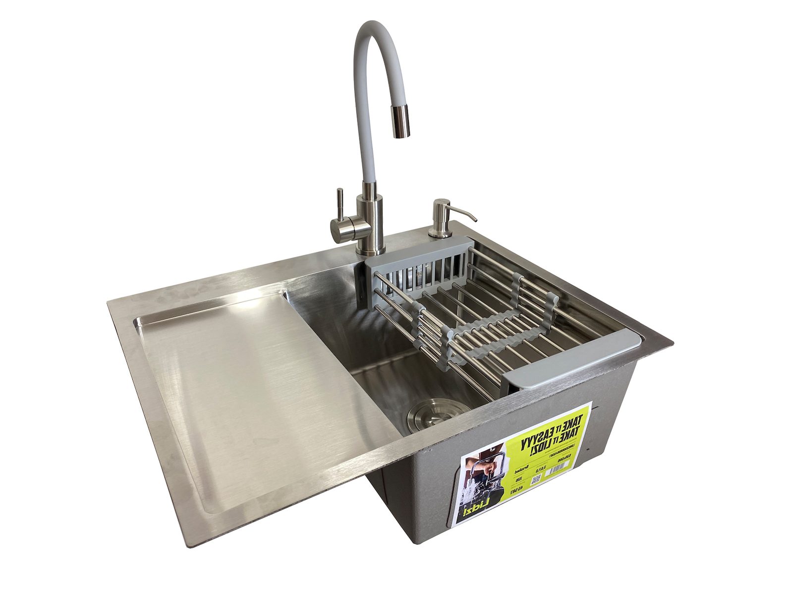 Мийка для кухні Lidz H6350L чаша праворуч/вбудована/змішувач/дозатор/кошик 3,0/1,0 мм (11c1ff79)