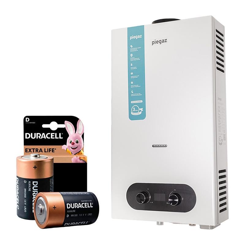 Газовый проточный водонагреватель Piegaz Hermes и батарейки White (68843)
