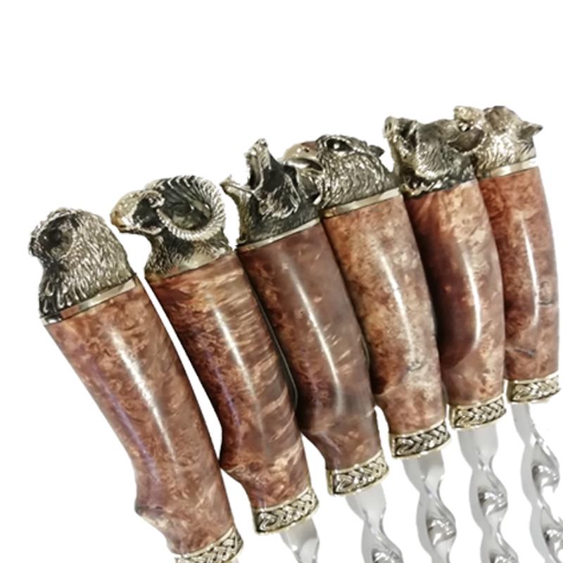 Набор для шашлыка в кожаном колчане Звери с ножом и вилкой 70х28 см 25 см (187-2011) - фото 4 Набор для шашлыка в кожаном колчане Звери с ножом и вилкой 70х28 см 25 см (187-2011) - фото 4