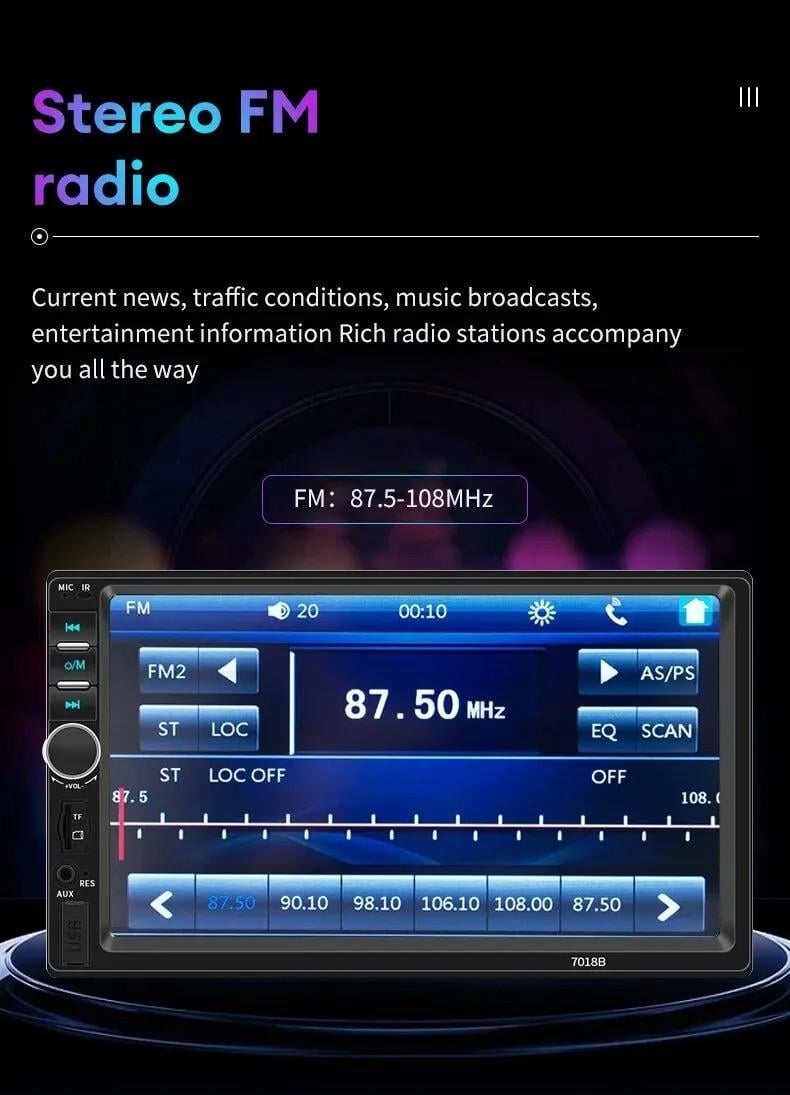 Автомагнитола сенсорная Acodo 2Din 7018B MP5-плеер/7"/Bluetooth/USB/TF/FM - фото 13