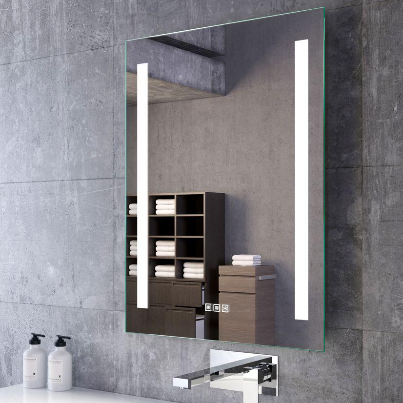 Зеркало Dim Dzerkal RIANO с LED-подсветкой + сенсорное управление + подогрев + Bluetooth 90х70 см (2268)