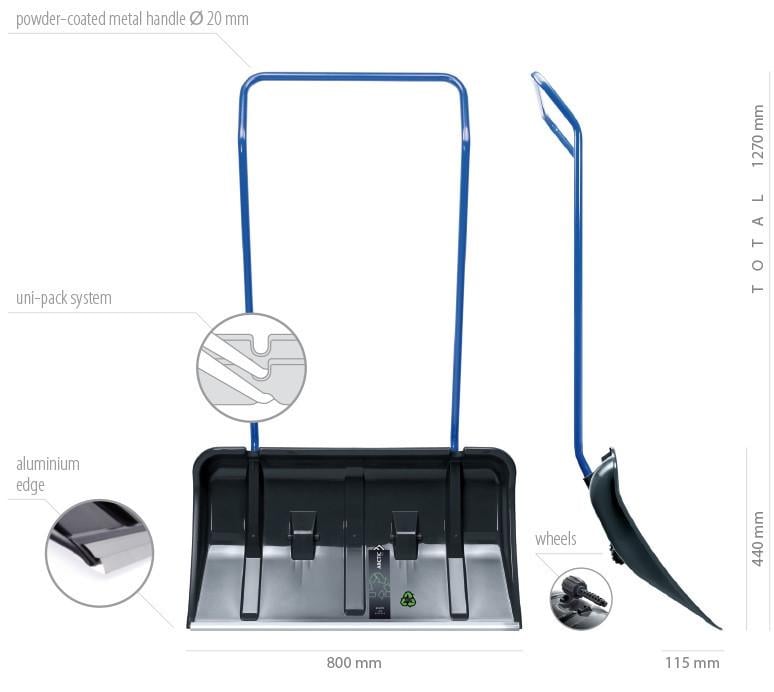 Лопата-ковш для снега Prosperplast Arctic eco с металлической ручкой 80х127 см Черный (CNT00011761) - фото 5 Лопата-ковш для снега Prosperplast Arctic eco с металлической ручкой 80х127 см Черный (CNT00011761) - фото 5