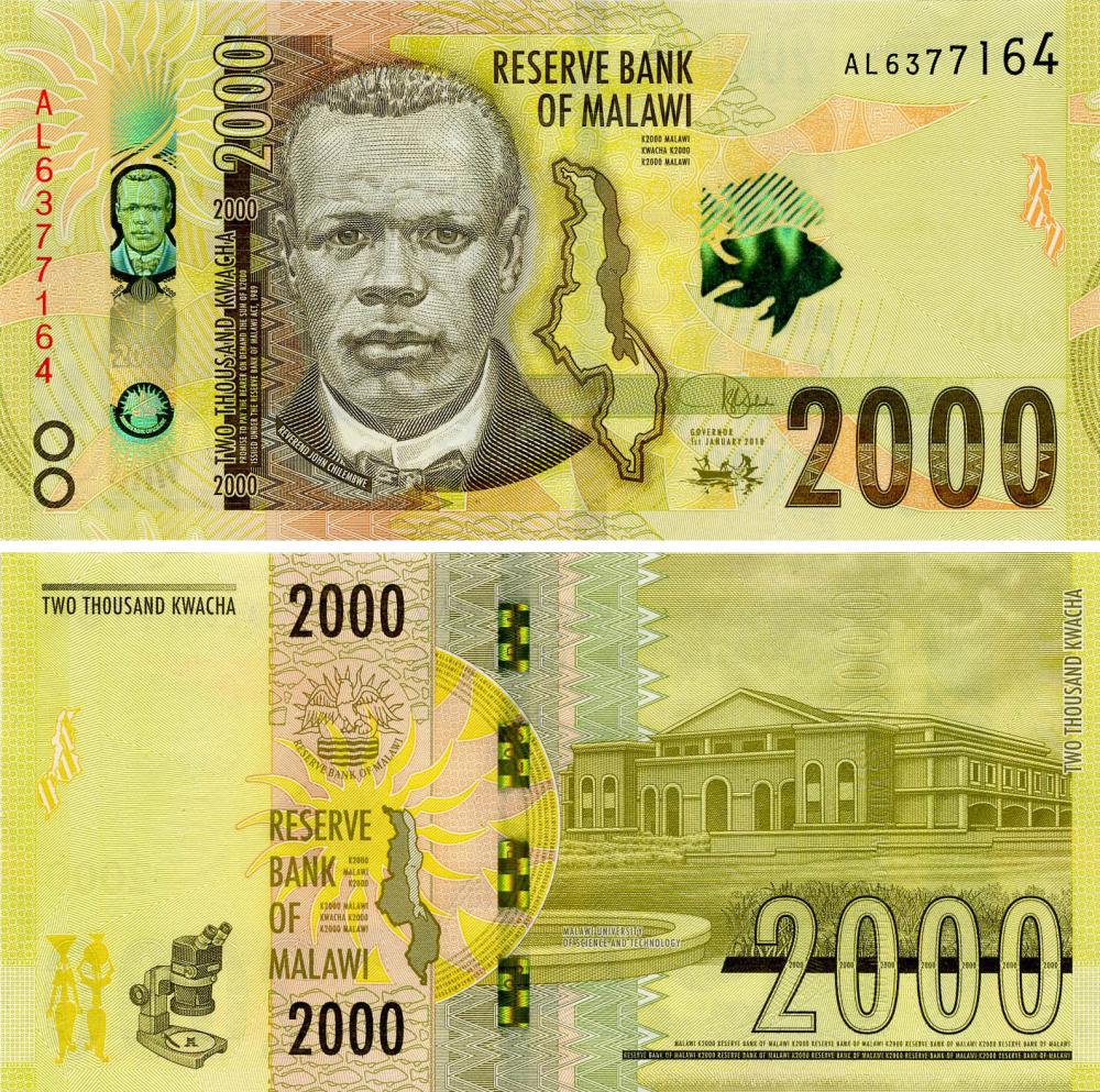 Коллекционная банкнота Малави 2000 квача 2018 UNC  (Б11109)
